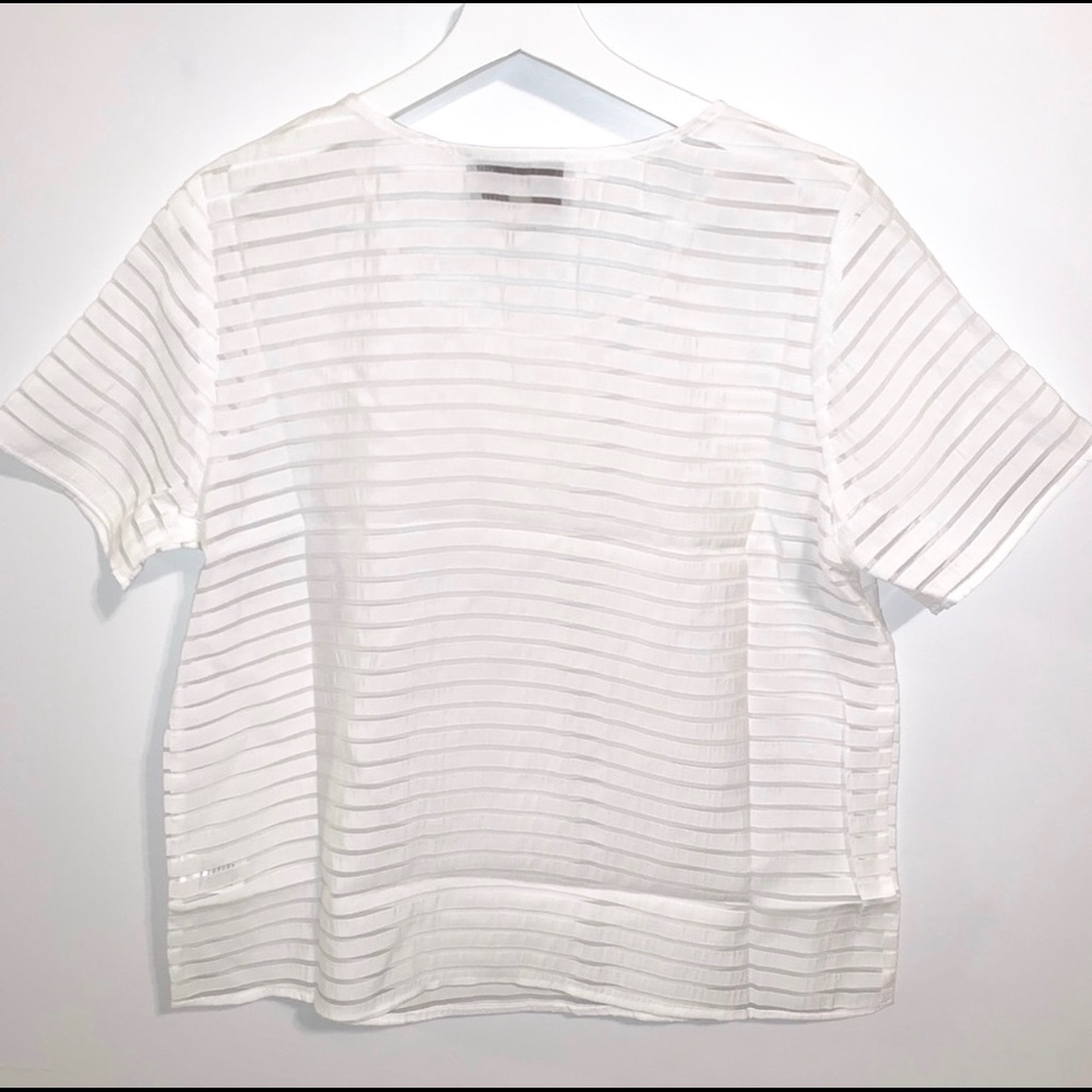 JOA White M Sheer Short Sleeve Shirt - Picture 5 of 5